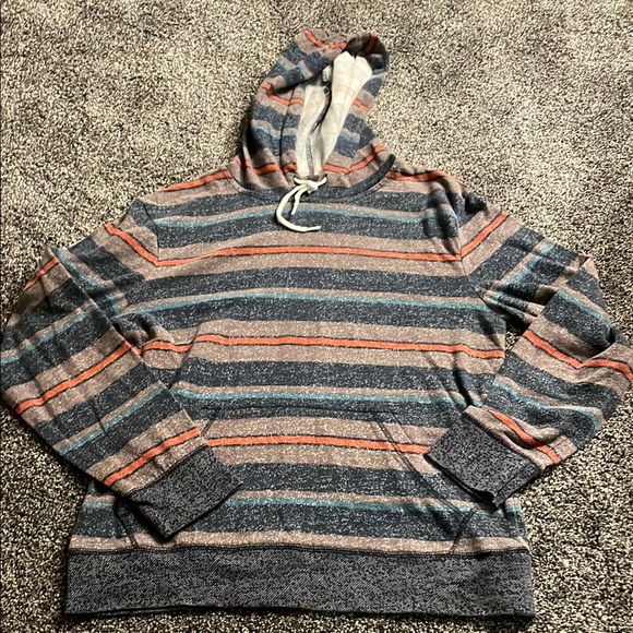 Striped Hoodie with Blue and Orange Accents - Picture 1 of 1